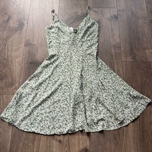 SHEIN Olive Floral V-Neck Dress